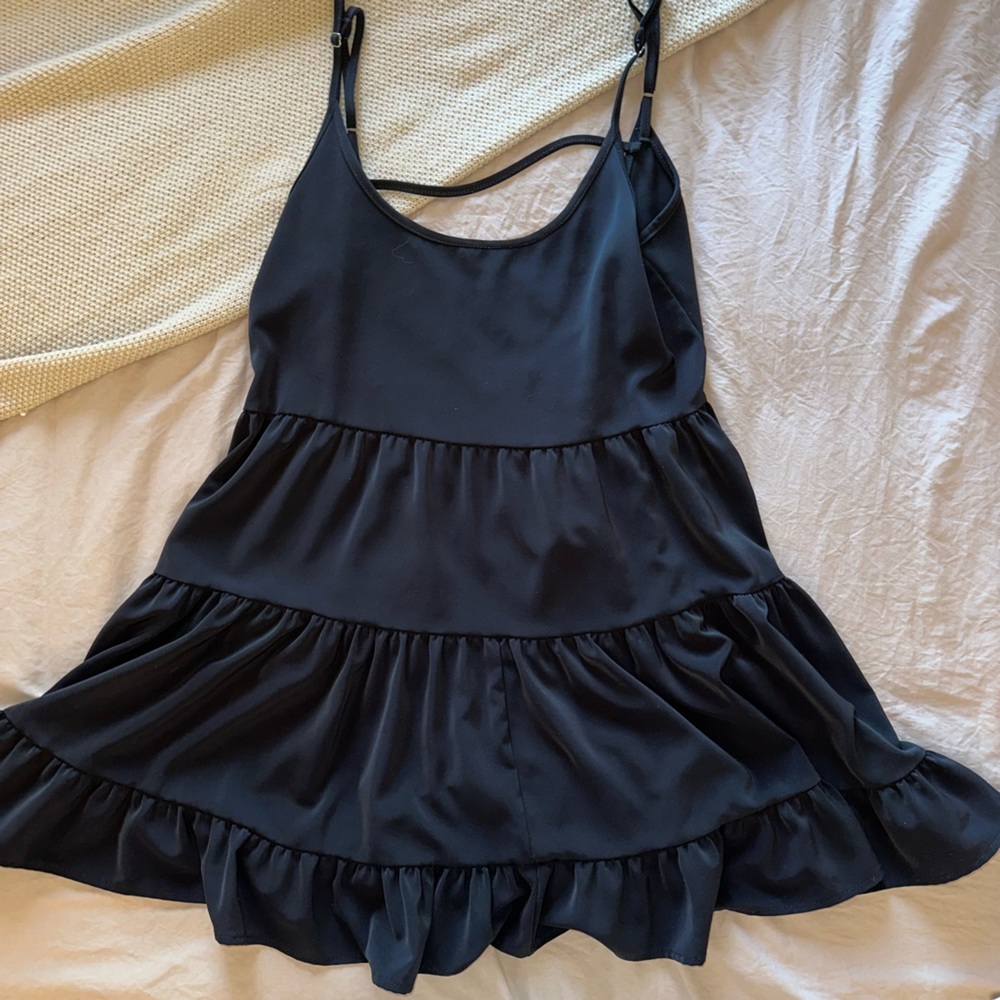 Brandy Melville Black Flowy Tank Dress with Open Back - One Size